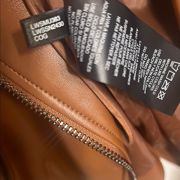 Karl Lagerfeld Brown Faux Leather Jacket NWOT - Picture 3 of 4